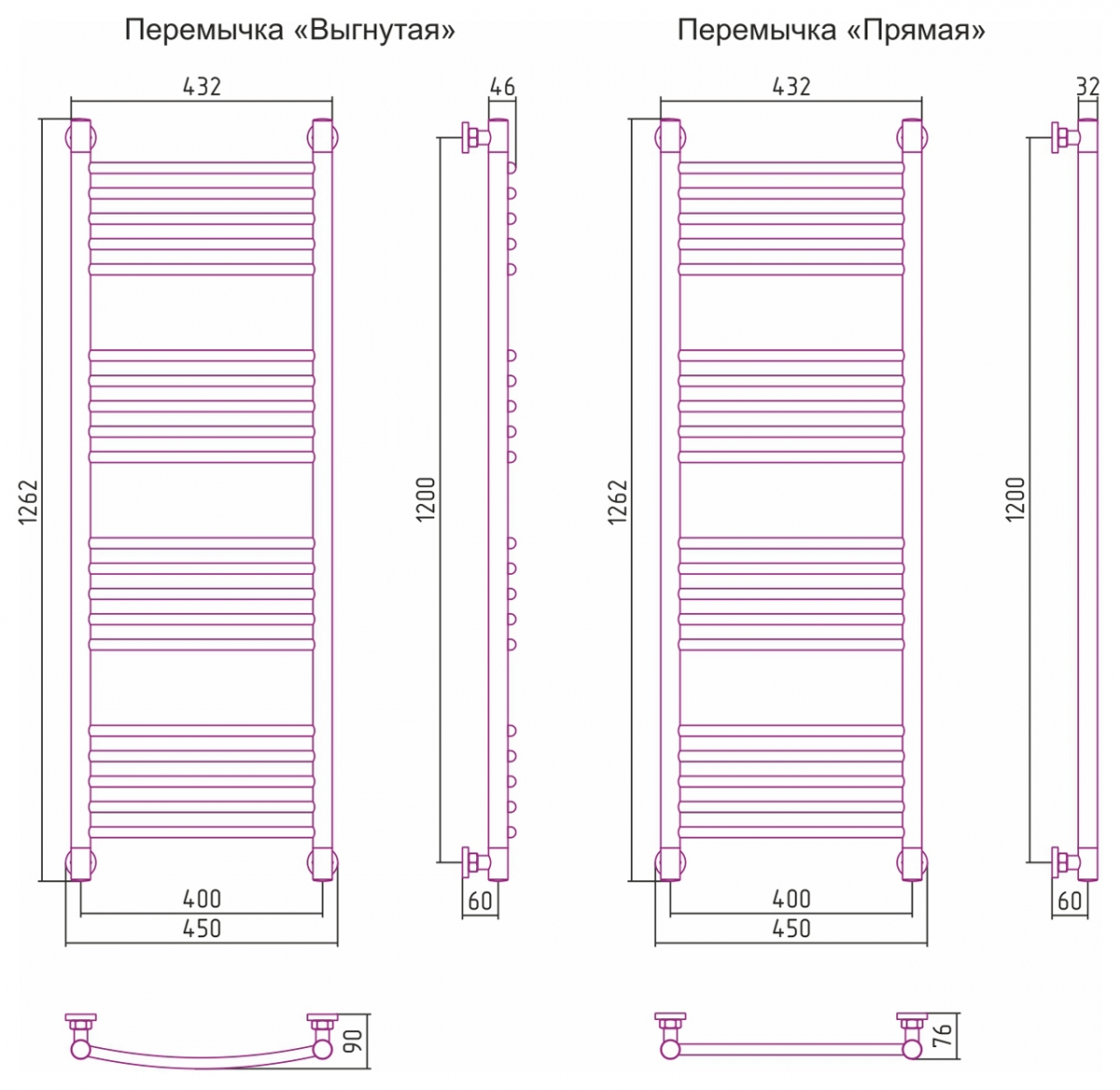 Полотенцесушитель водяной Сунержа Богема+ 1200x400
